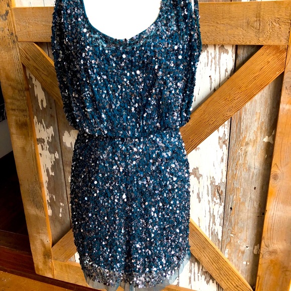 AIDAN MATTOX SPARKLY SEQUIN-BLOUSON DRESS 4 NWT - Picture 1 of 13